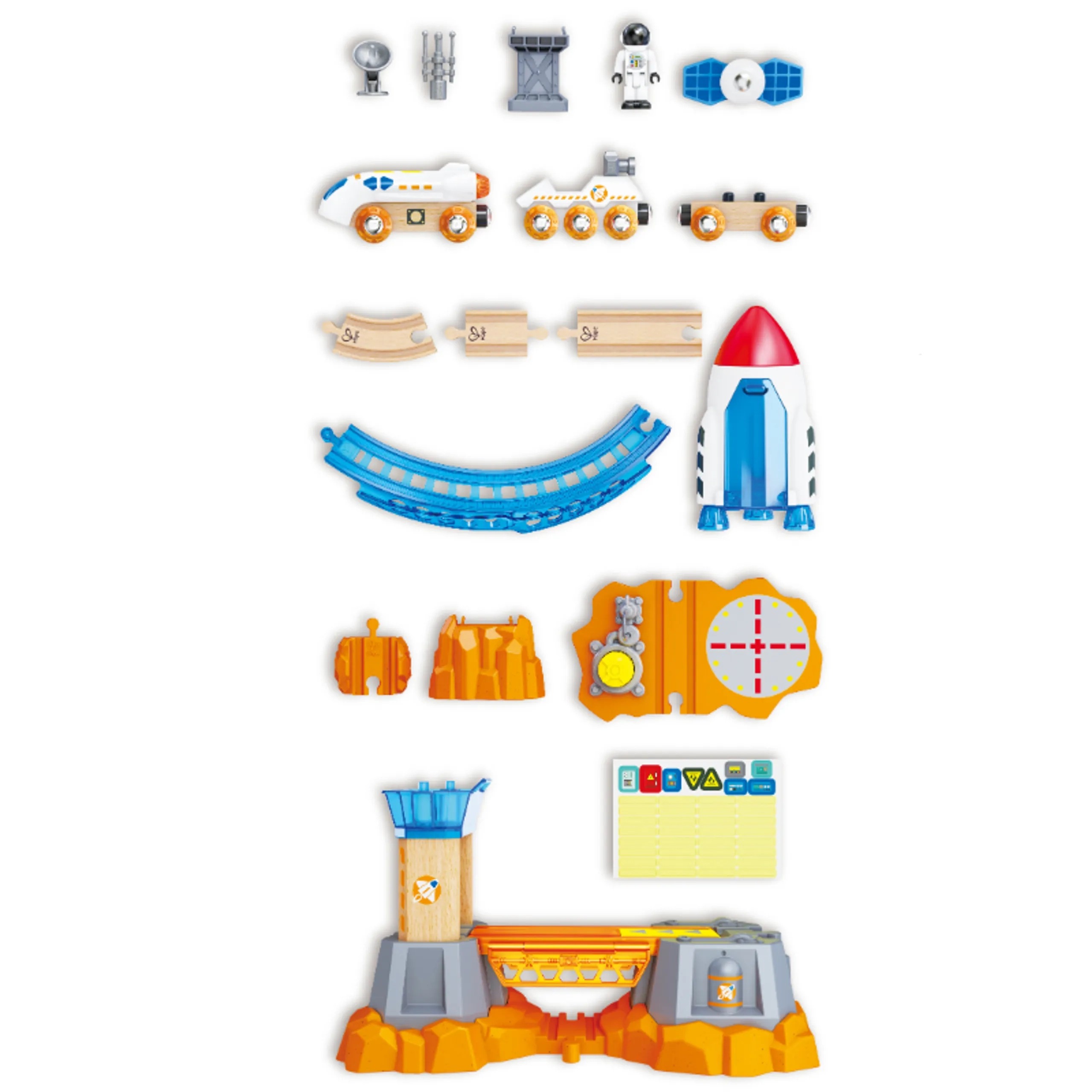 Mars Space Mission Launch Railway Train Playset - 34 Pcs