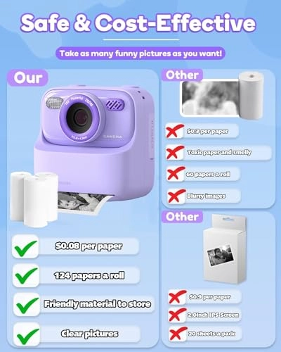 Kids Camera Instant Print - 1080P Portable Toy