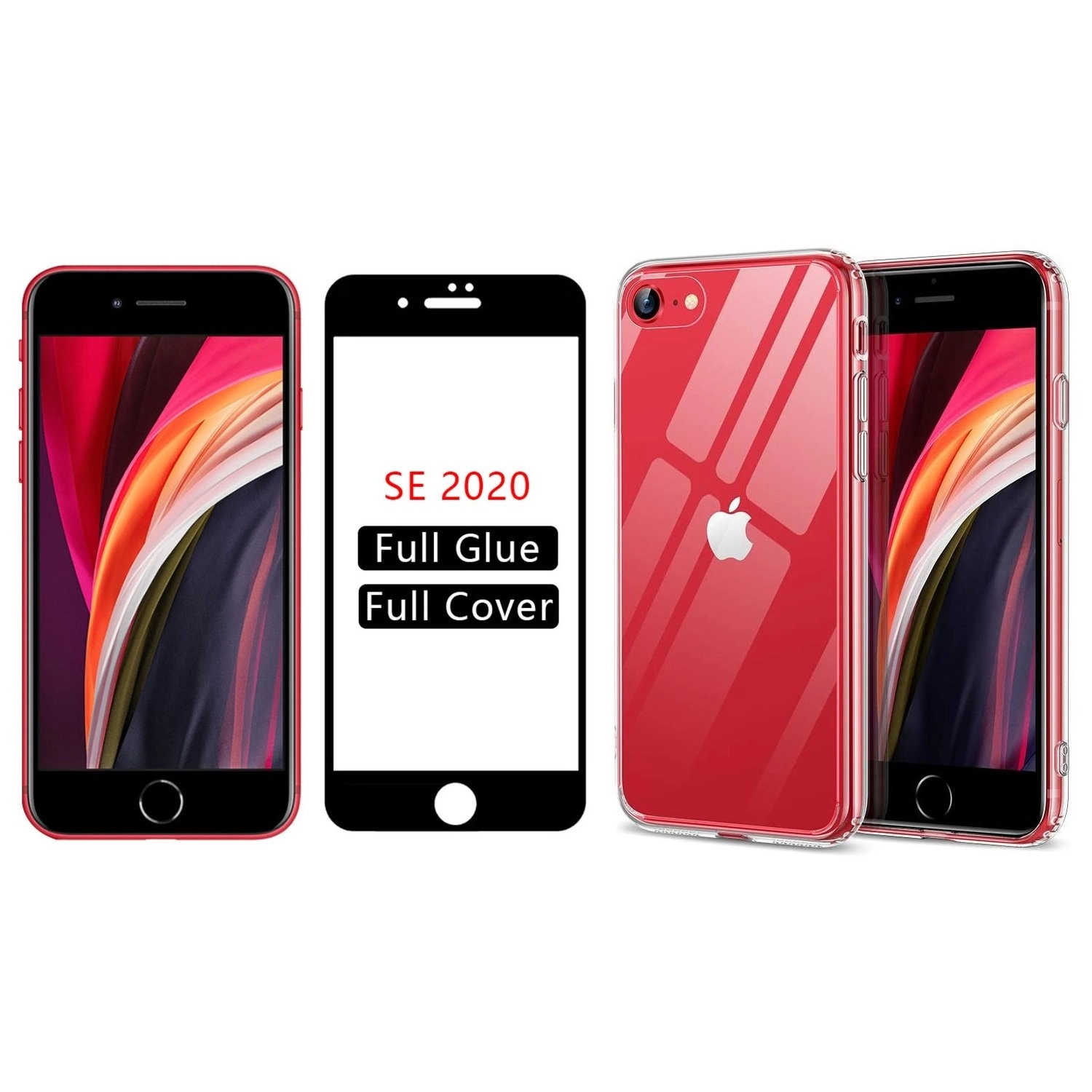 glassology 5D Tempered Glass Screen Protector + Clear Back Protector for iPhone SE