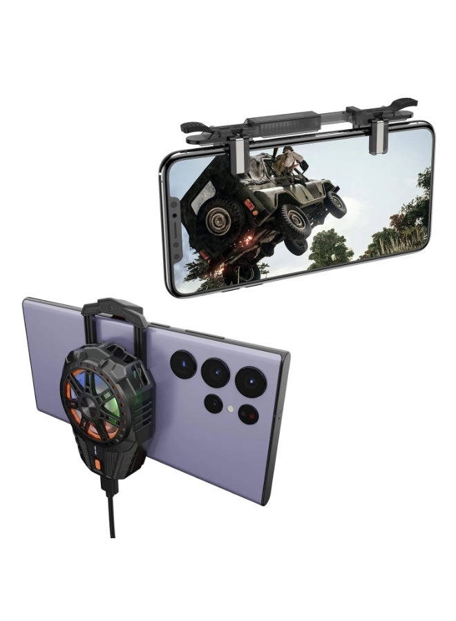 Lacoz Mobile Cooling Fan - USB Powered RGB + Retractable Shooting Game Controller - Sensitive Triggers Adjustable