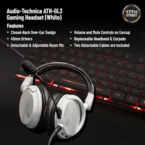 ATH-GL3 Wired Headset + Headset Stand + Cleaning Cloth