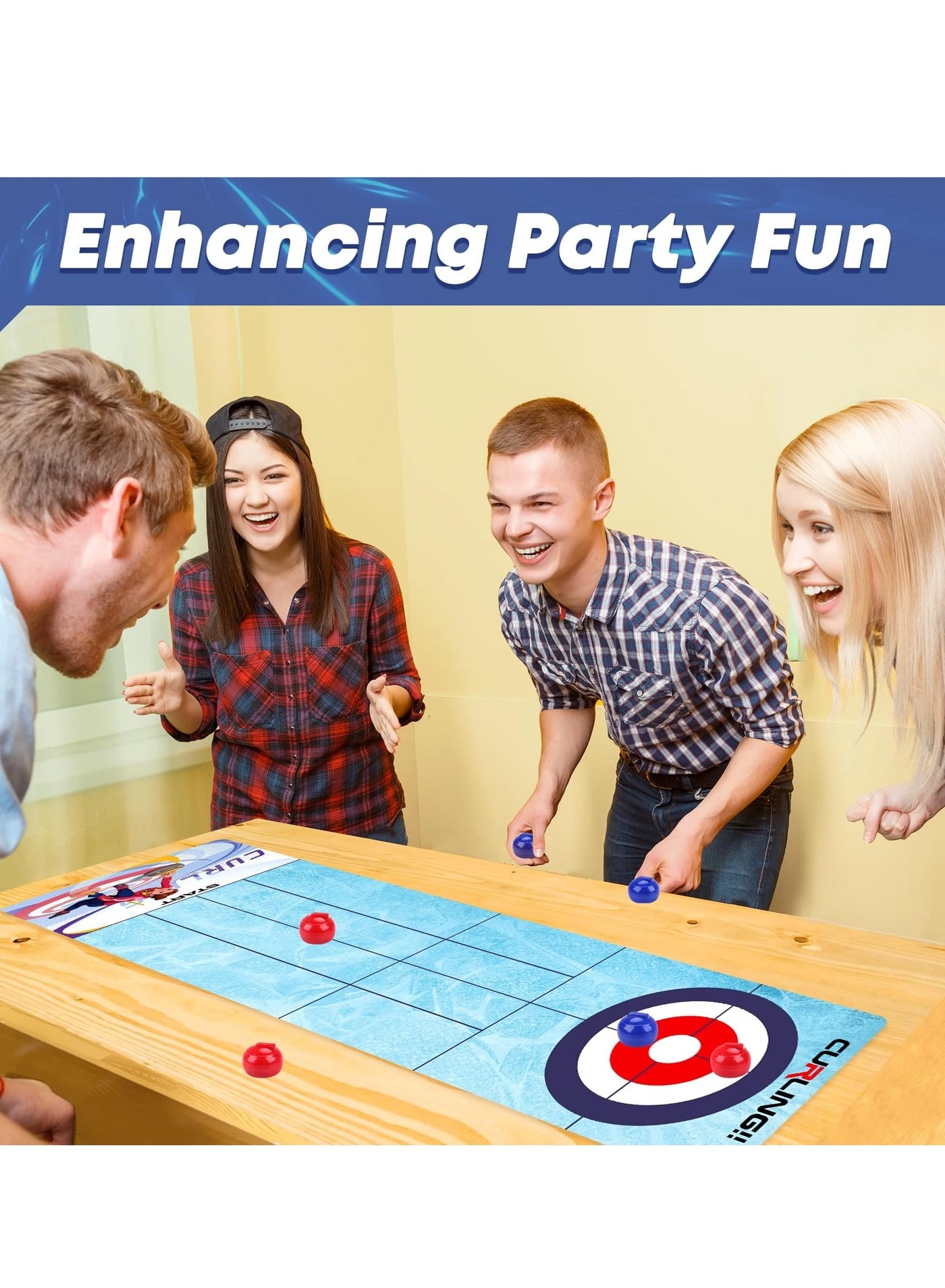 Tabletop Curling Strategy Game - Multicolour