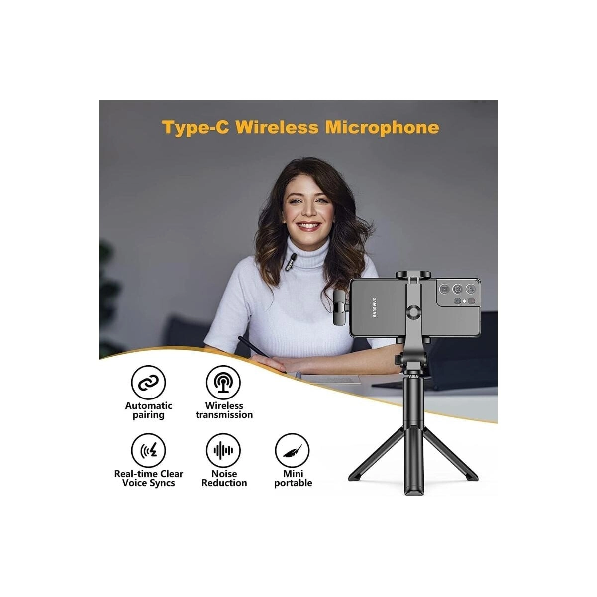 Wireless Lavalier Microphone - USB Microphone Dual