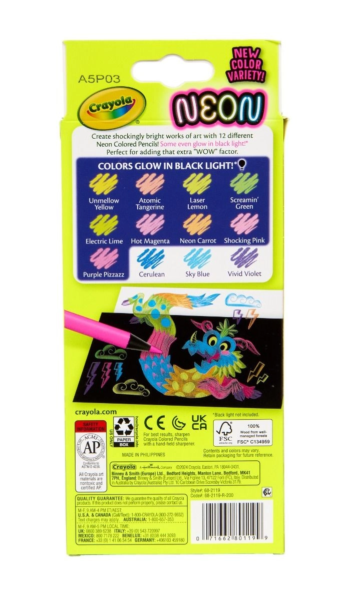 Neon Colored Pencils - 12 Pcs