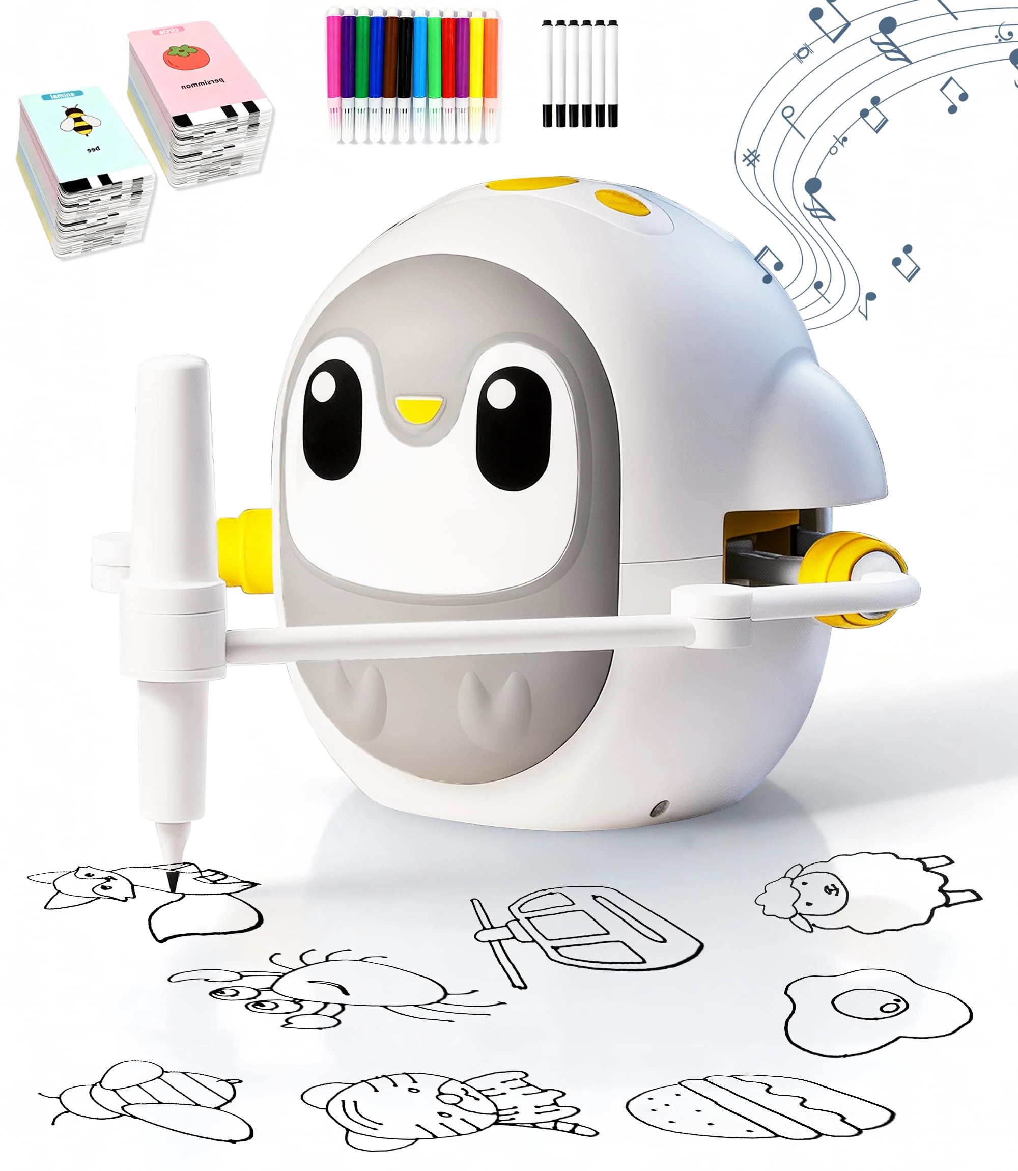 GMYGBY Drawing Robot - 200 Cards 12 colored pencils 6 painting brushes