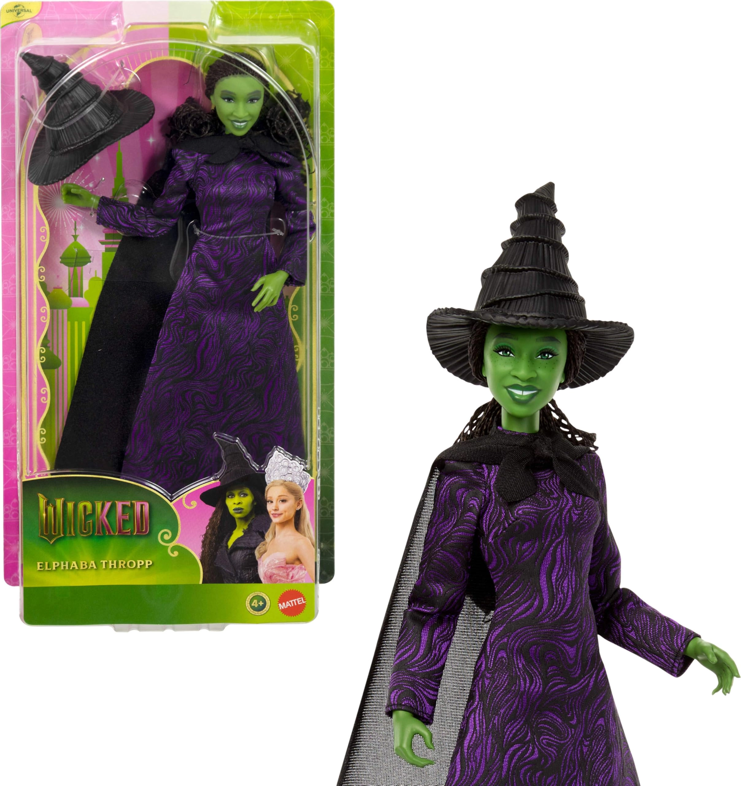 Mattel Elphaba Thropp Fashion Doll - movie-accurate Removable Outfit 7 Points of Articulation Ages 4+