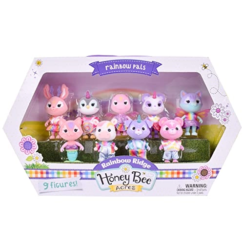 Honey Bee Acres Rainbow Ridge Pals Miniature Flocked Dolls 2.25-inch 9 pcs