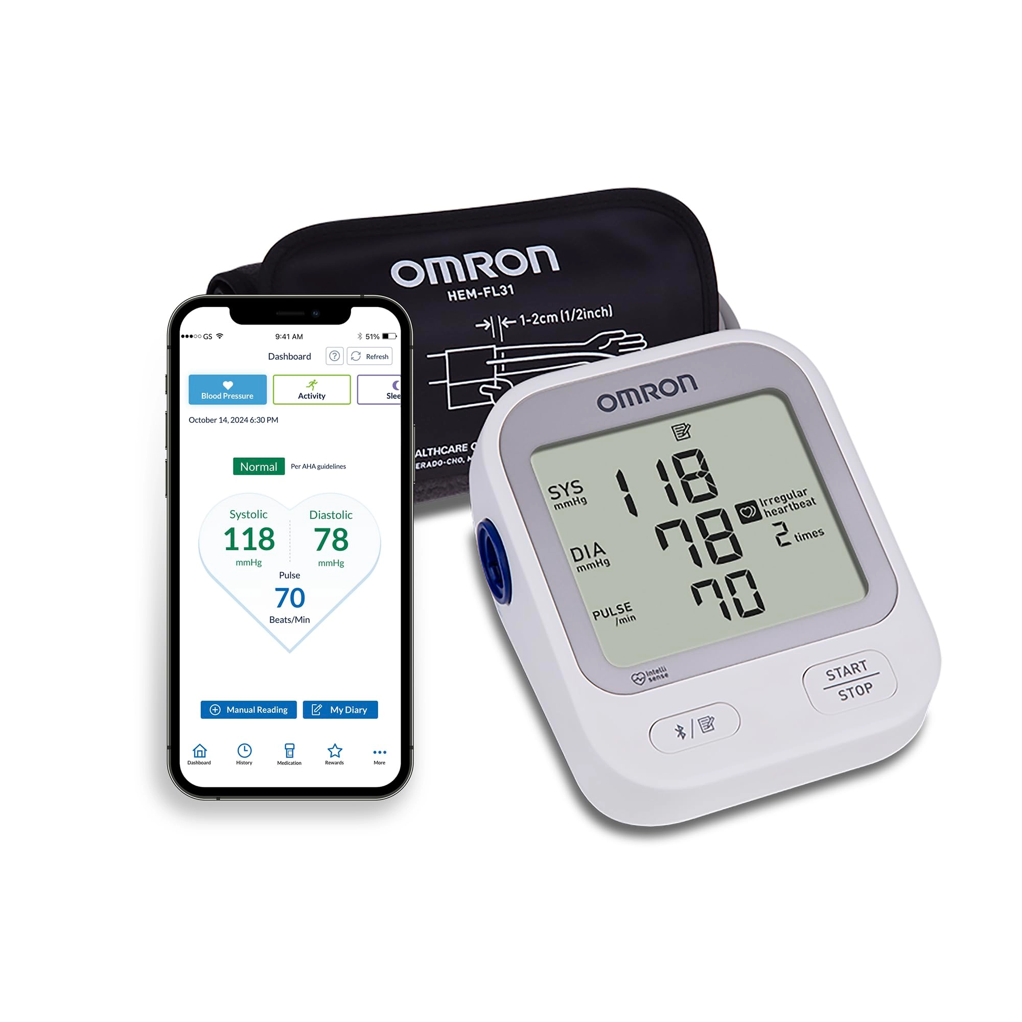 Omron Silver Upper Arm Blood Pressure Monitor - 9-17"