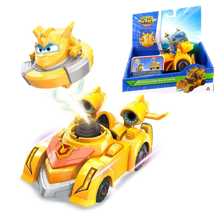 SUPER WINGS Golden Boy - Spinning + Car - Yellow