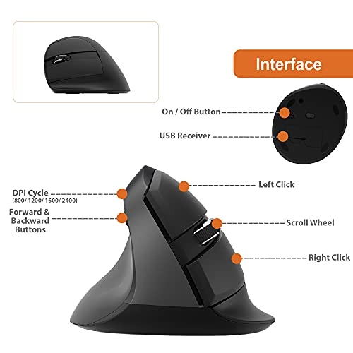 V628ML Left Hand Ergonomic Vertical Mouse - Wireless