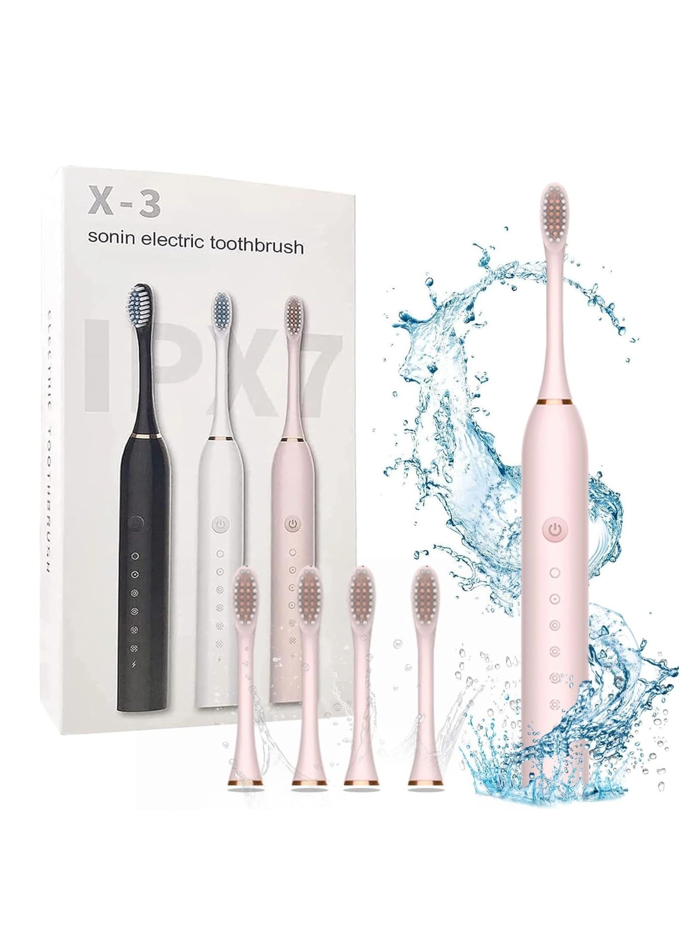 SPECTON Electric Toothbrush - USB Rechargeable 4 Brush Heads 6 Cleaning Modes
