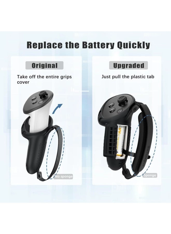 Controller Grips for Quest 3 - Upgraded Adjustable Foam Knuckle Straps