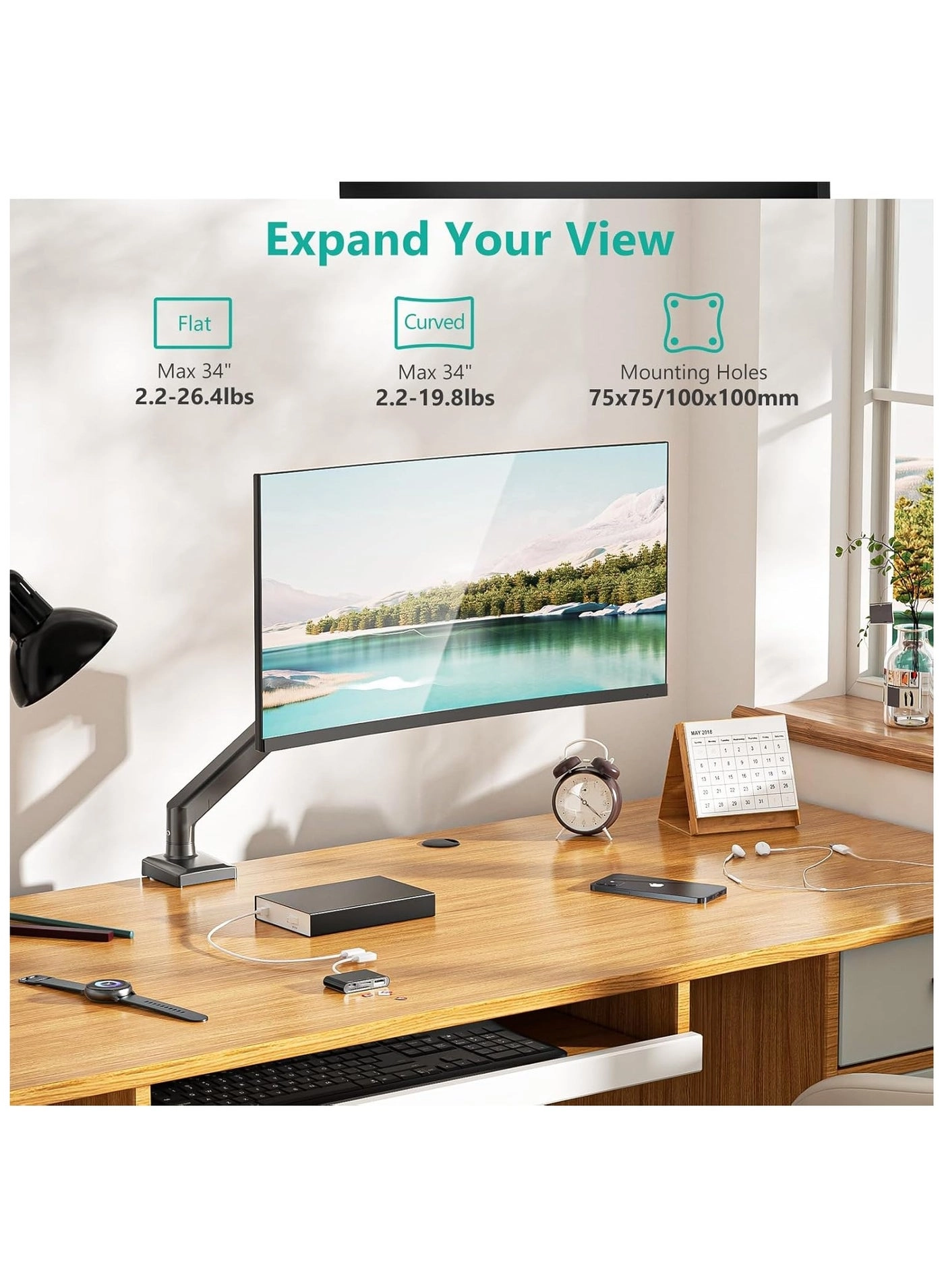 Single Monitor Mount - 1 34" 75x75mm 100x100mm