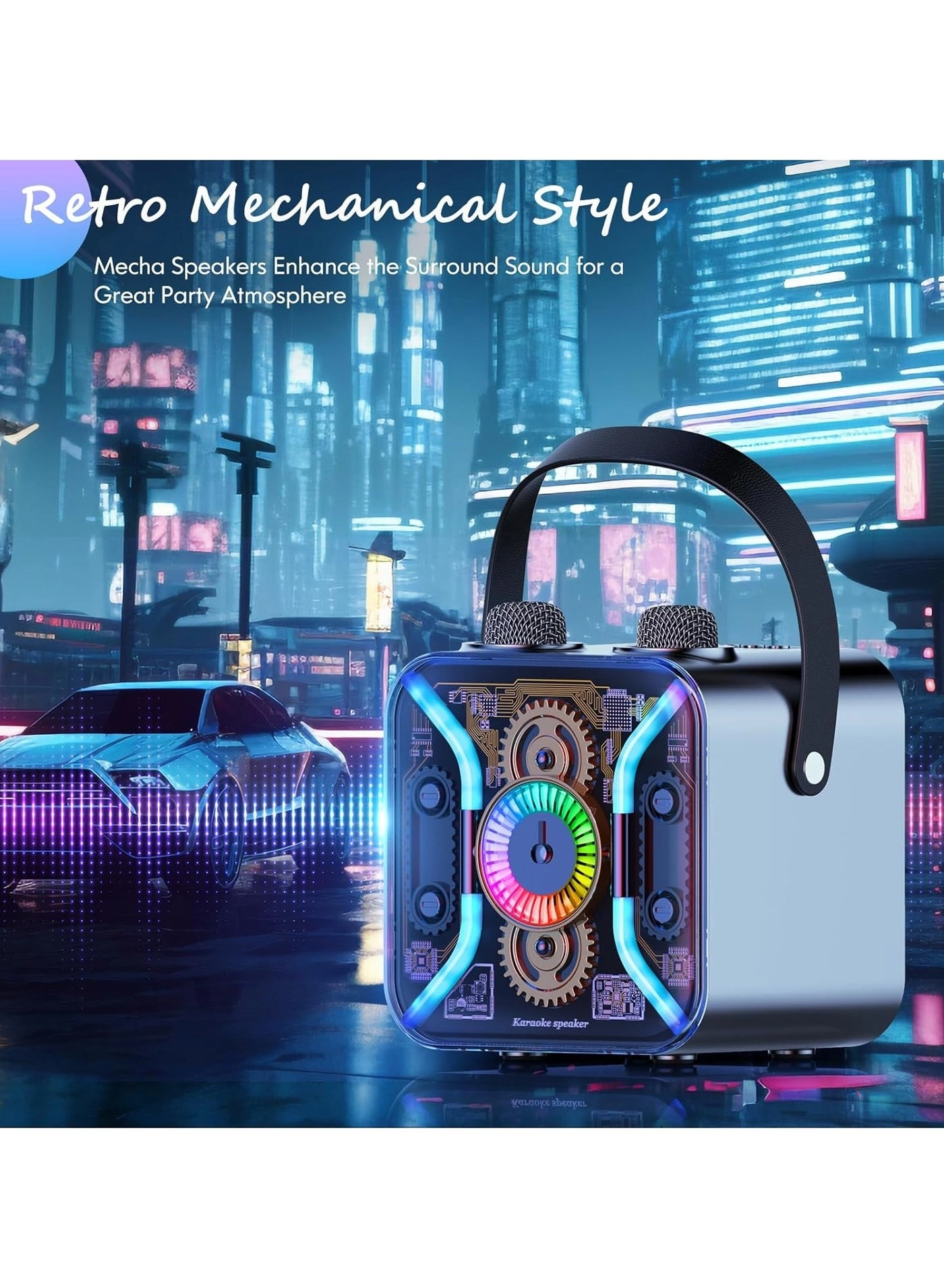 Portable Bluetooth Speaker PA System - 2 Wireless Microphones