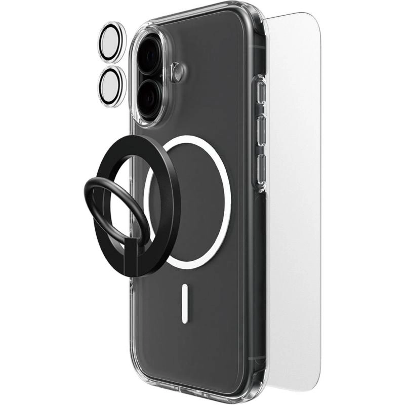 Hard Case - MagSafe Clear + Tempered Glass + Camera Lens Protector + Magnetic Stand for iPhone 17 Pro Max