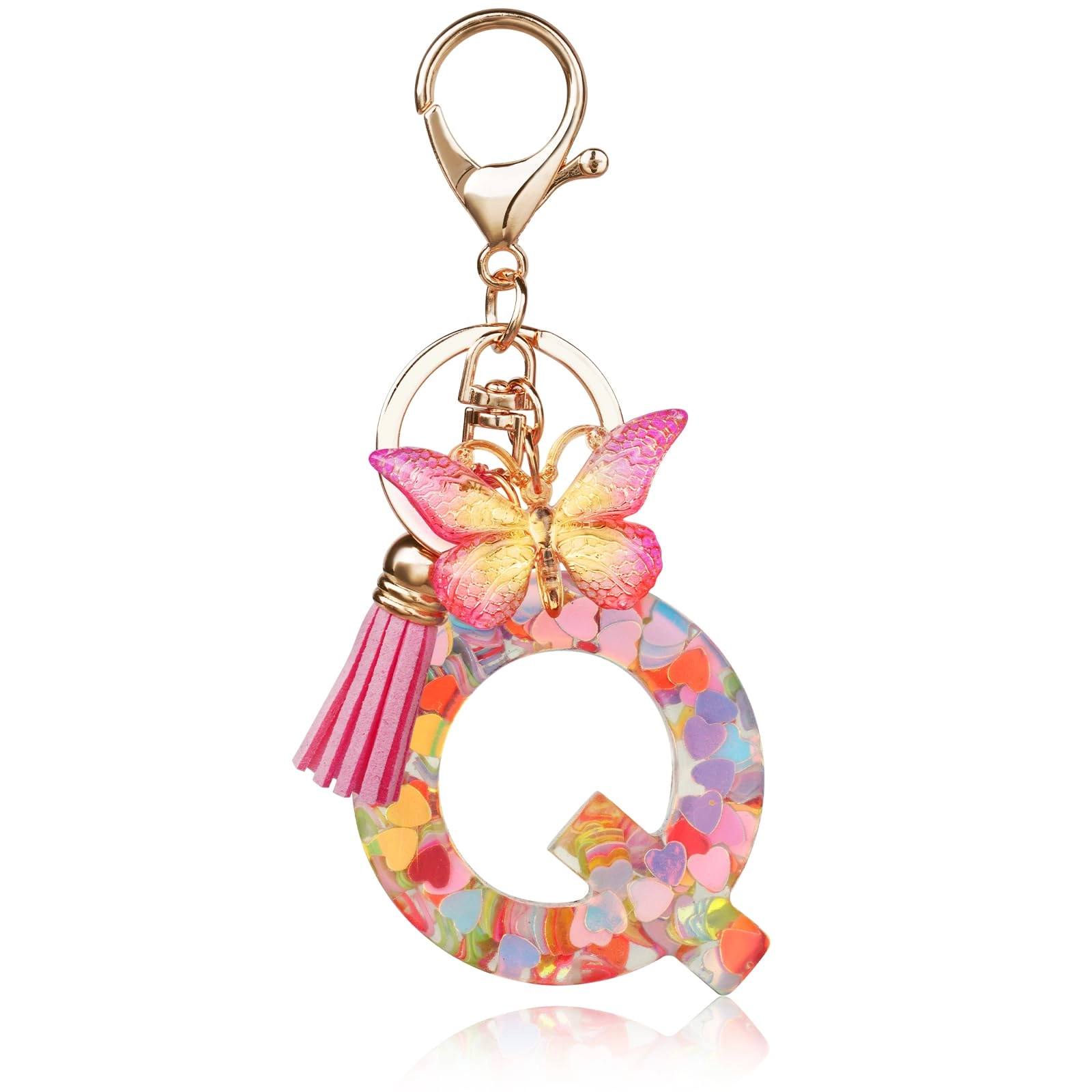 Initial Letter Keychain - Butterfly