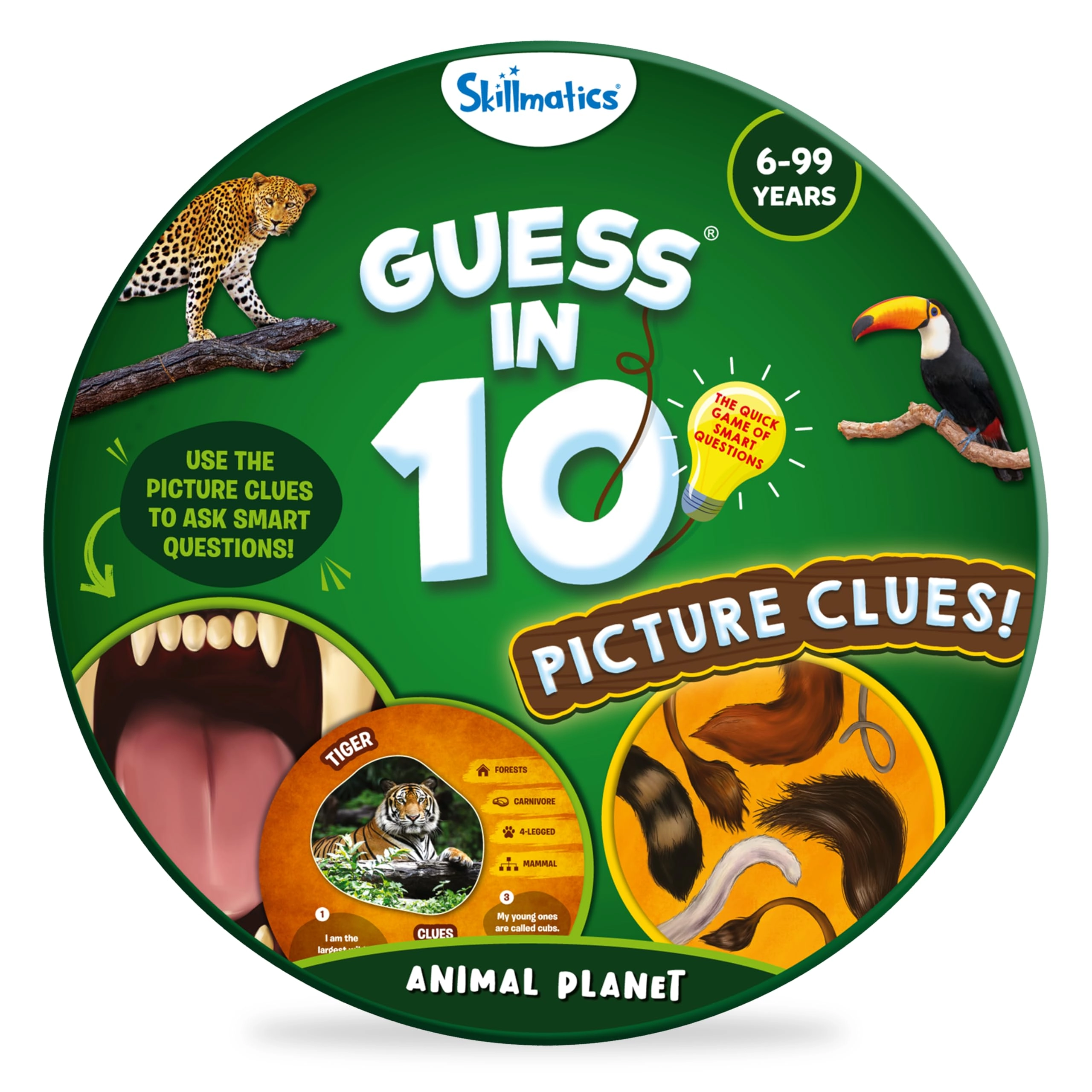 Skillmatics Guess in 10 Picture Clues - Card Game Animals