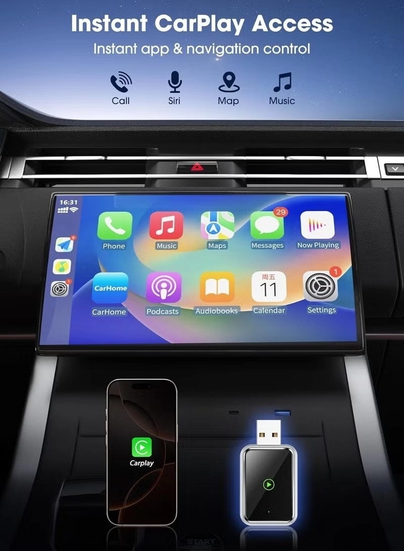Wireless CarPlay Adapter - iPhone Bluetooth 5.3 USB/Type-C