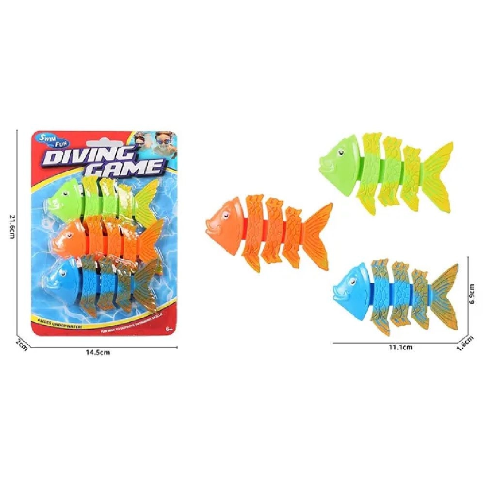 Diving Fish Ring Toys - 3pcs Multi Colour 3 +