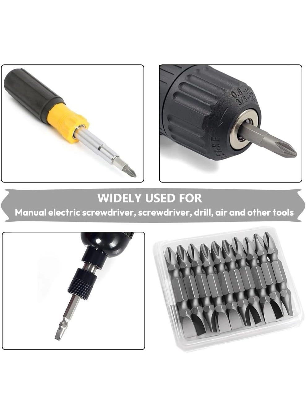 PH2 Double-Ended Screwdriver Bits - 10 Pcs 65mm
