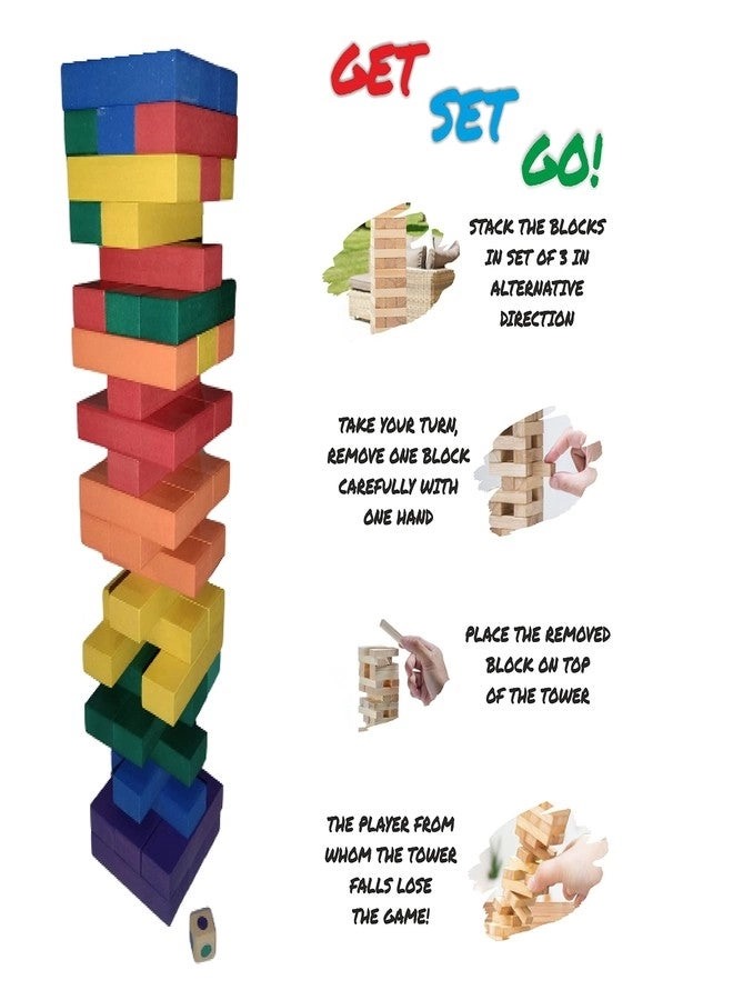 GYANOTOY Wooden Tumbling Tower Game - 48 pieces