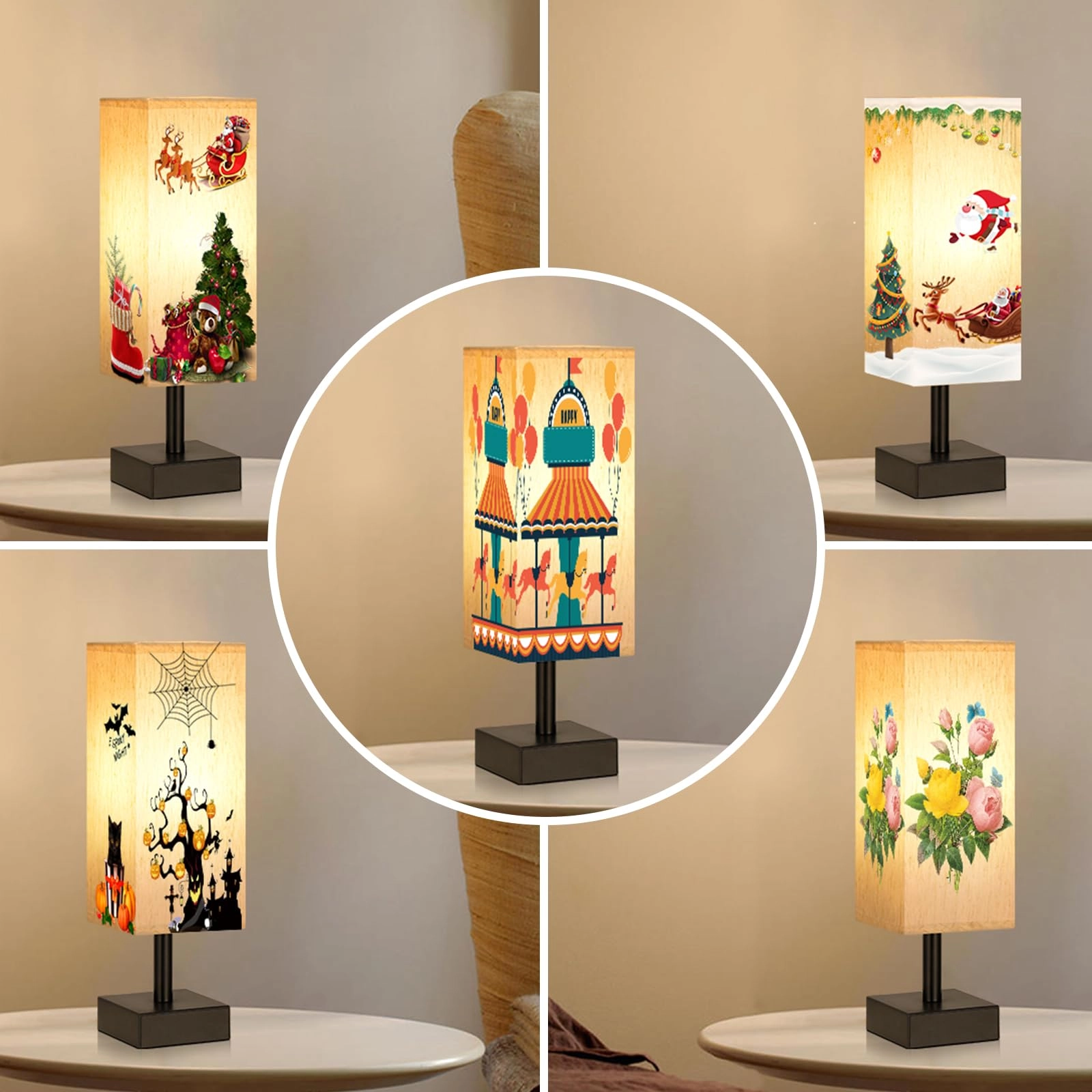 S6-16 - Linen Black Small Table Lamp