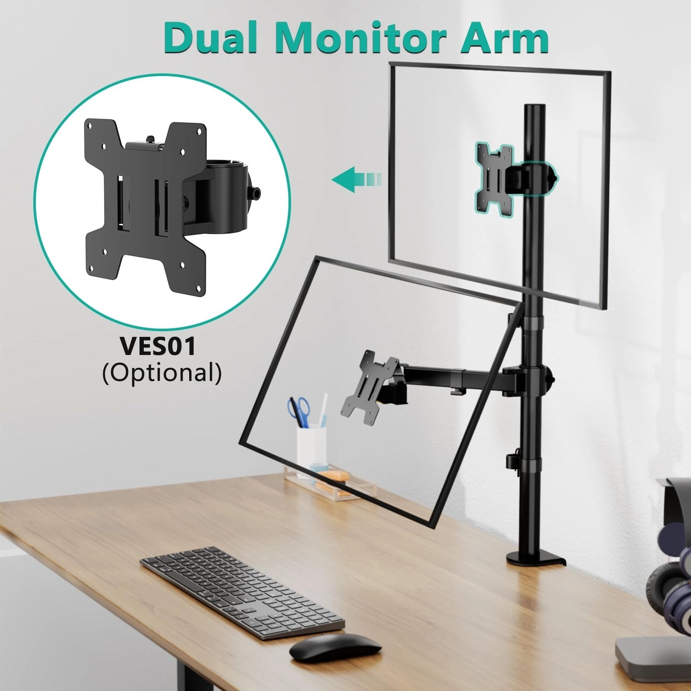 Gas Spring Desk Mount - 35 inch VESA 75 and 100