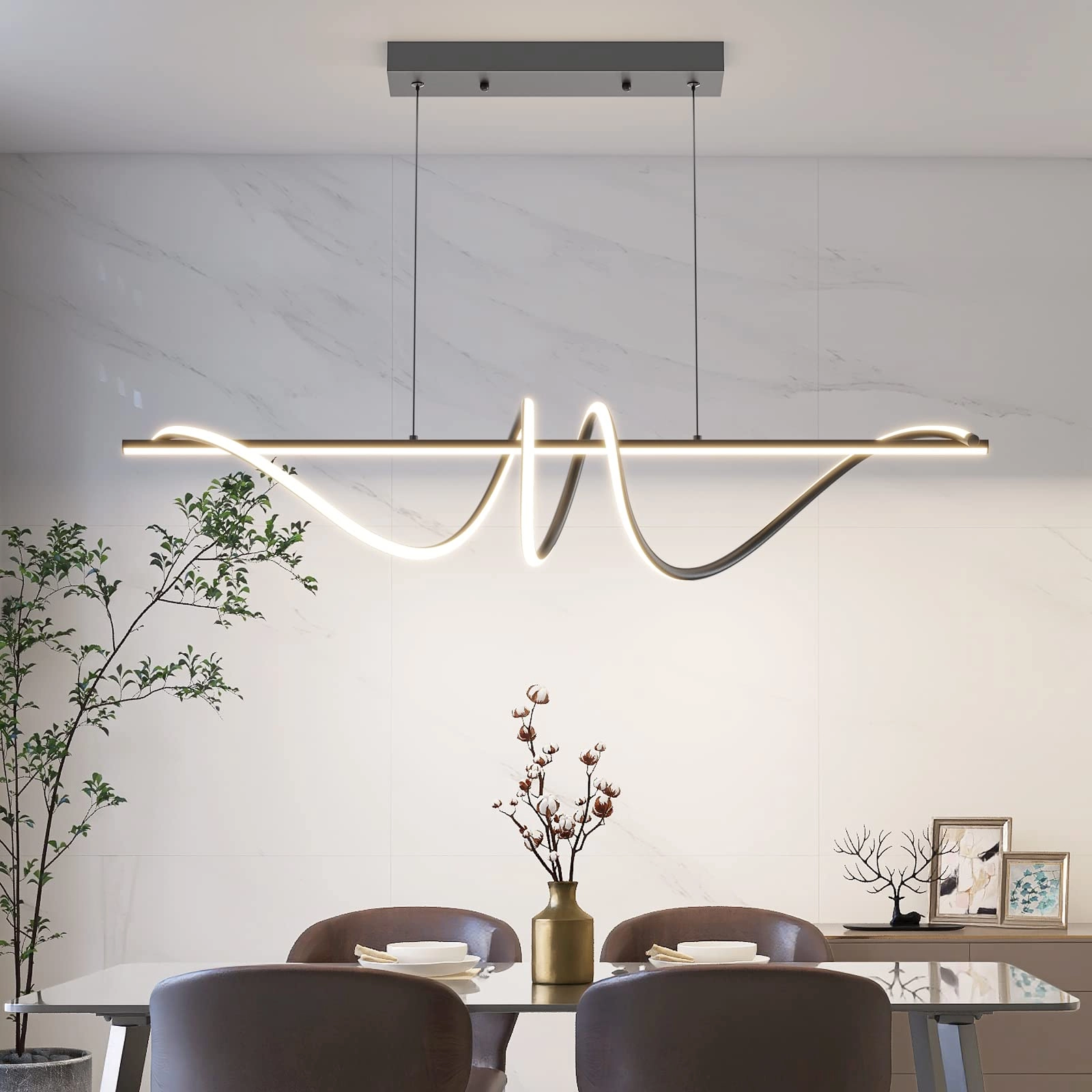 Modern Golden Pendant - 120CM Remote Control Dimmable