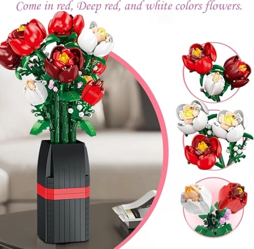Roses Flowers Bouquet Building Set - 761 pcs