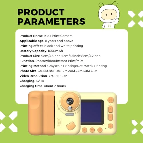 Kids Instant Print Camera - 2400W 2.4-inch Dual Lens