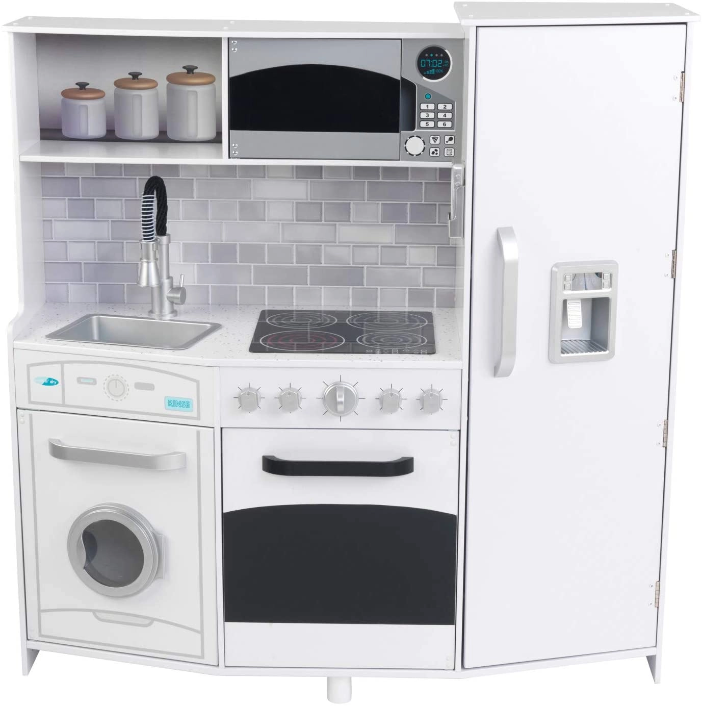 COLORLAND LETS PLAY Large Wooden Play Kitchen - Lights & Sounds Icemaker Play Phone