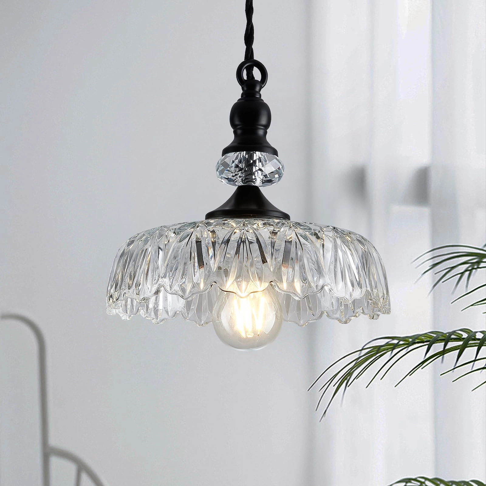 CVKASH Plug in Glass Pendant Light - E26 60W