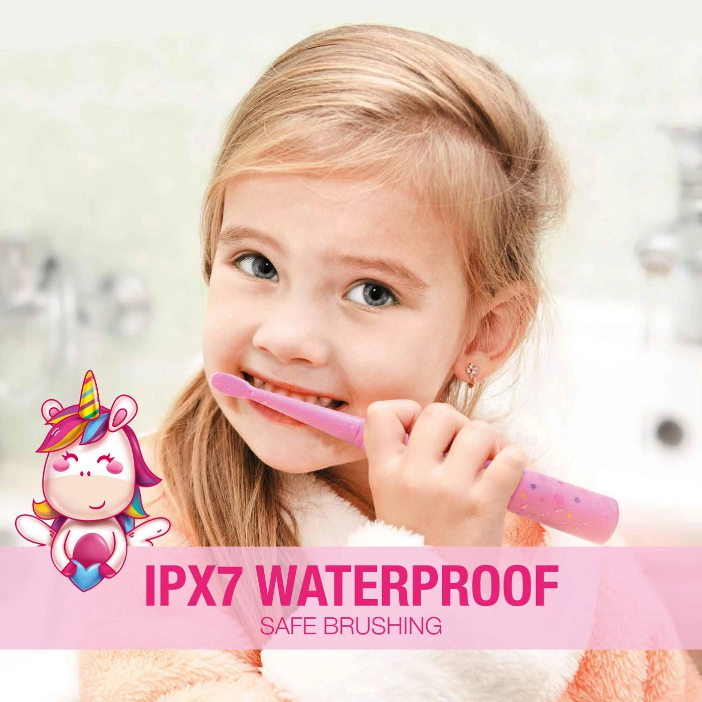 Sonic Rechargeable Kids Electric Toothbrush - 3 Modes 24000 Strokes IPX7 Waterproof