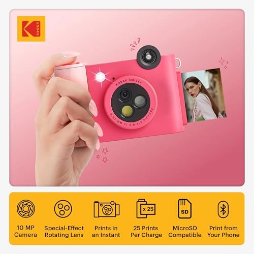 Smile+ - 2-in-1 Digital Instant Print Camera + Case + Zink 20pk 2x3 Sticky Back Photo Paper + Album + Sticker Sets + Sticker Frames + Markers