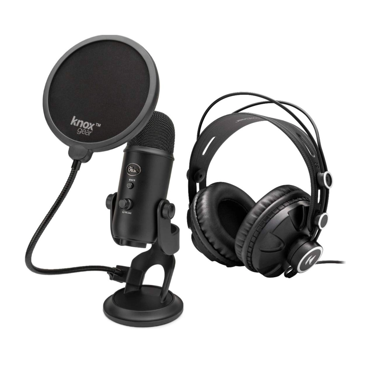 Blue Microphones Yeti USB + TX-100 + 1/8 inch to 1/4 inch Stereo AUX Adapter + Pop Filter USB Microphone Bundle