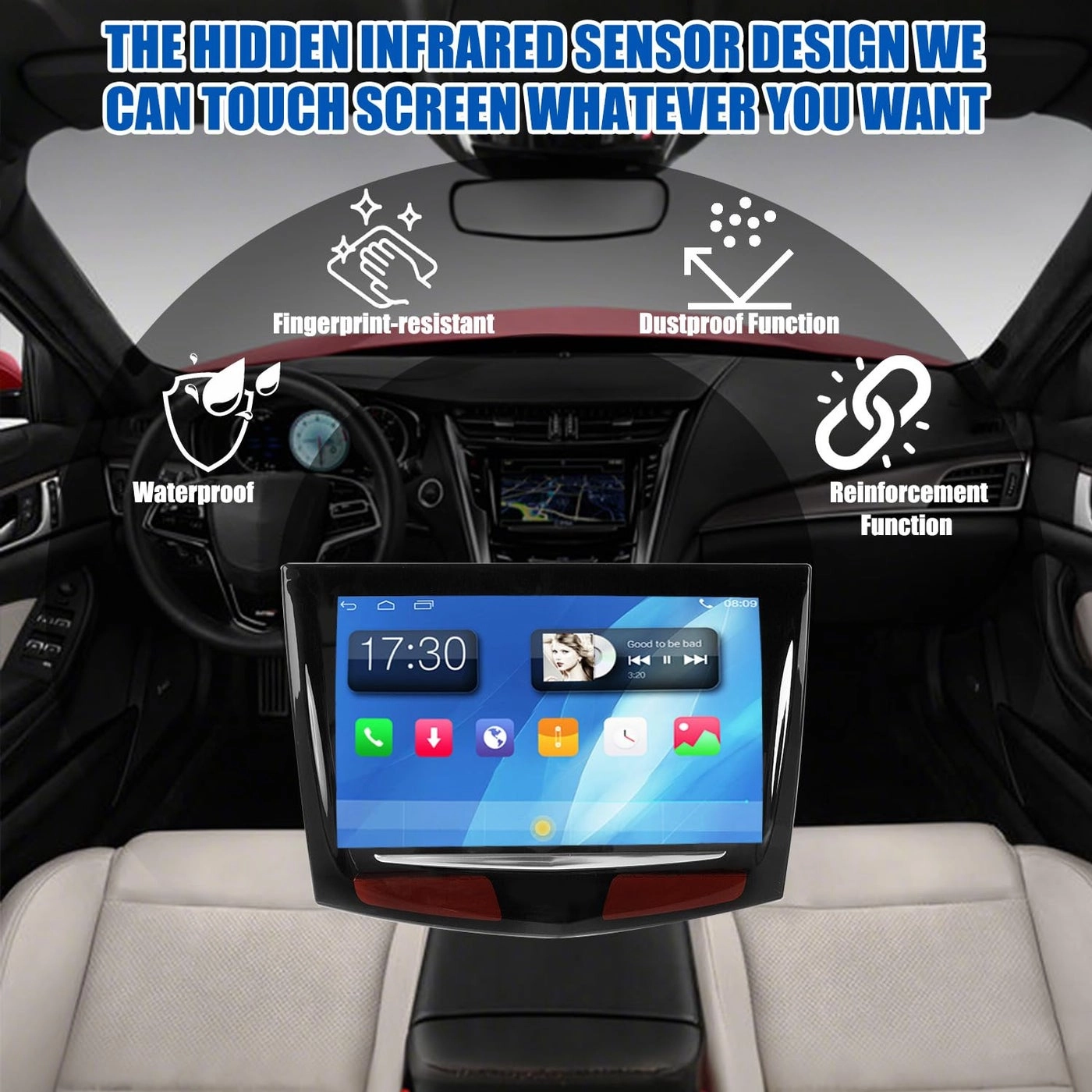 CUE Touch Screen Display - Compatible with 2013-2017 ATS Escalade SRX XTS CTS CTS-V Includes Trim Removal Tool