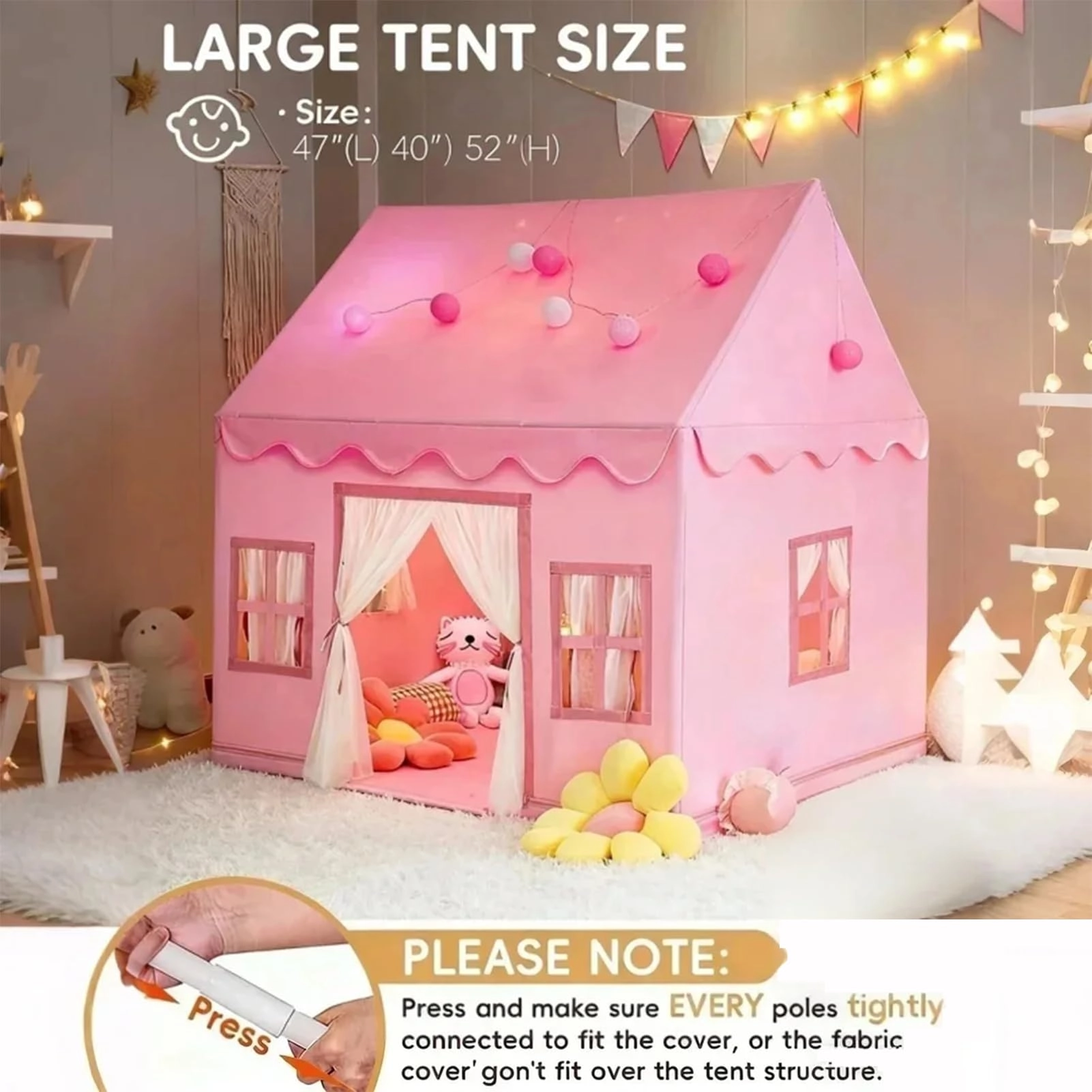 Kids Tent Playhouse - Large Pink