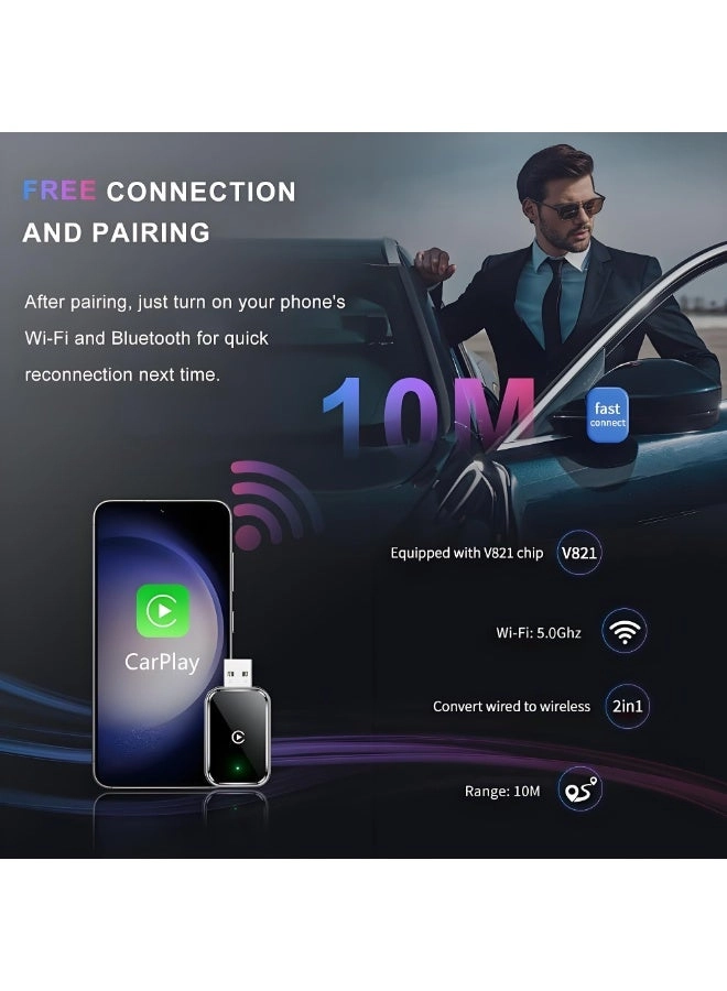 Wireless CarPlay Adapter - For iPhone Android USB & USB-C