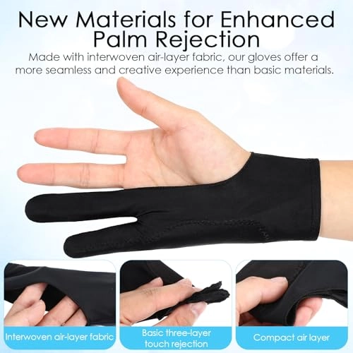Digital Drawing Glove - 2 Pack 3-Layer Two-Finger