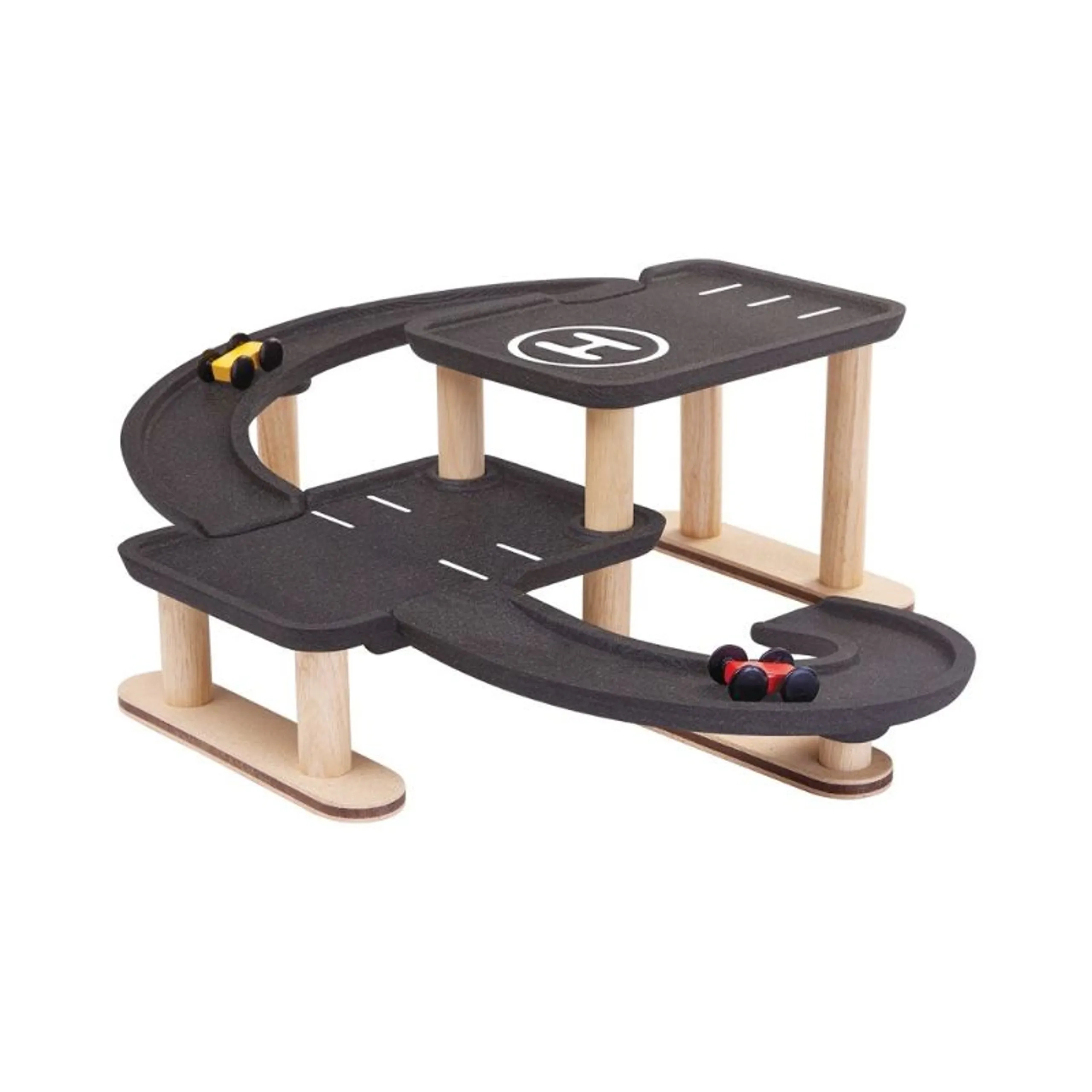 Race 'N Play Parking Garage - Wooden Includes Two Cars