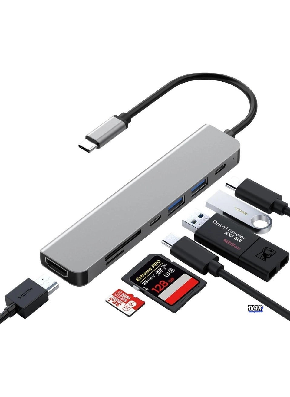 USB C Hub - 4K HDMI 100W PD SD/TF Card Reader