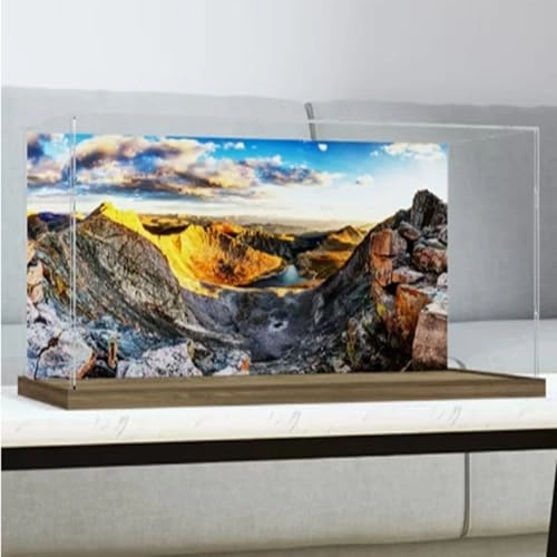 42175 Trucks and excavators Acrylic Display Box - 73x31x27cm Wooden base