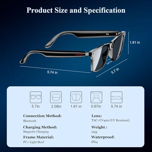 Smart Glasses - Bluetooth 5.0 Open Ear Speaker