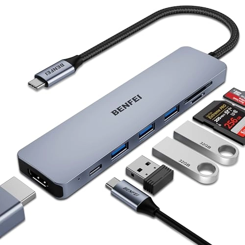 Benfei 5in1 USB C Hub - 4K HDMI 3 USB-A 100W Power Delivery