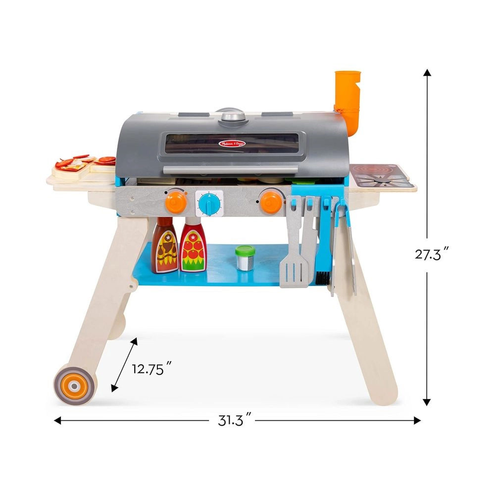 Deluxe Grill & Pizza Oven Play Set - Wooden 62 Pcs (622-MD30608)
