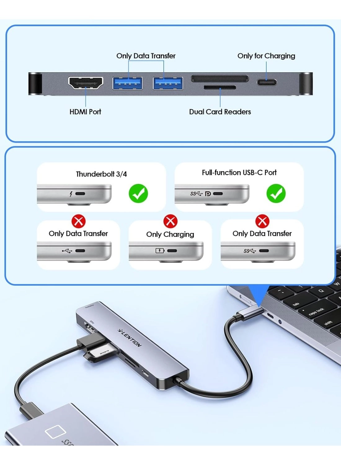 CB-CE18s - 8-in-1 USB-C Hub 4K@60Hz HDMI 100W PD