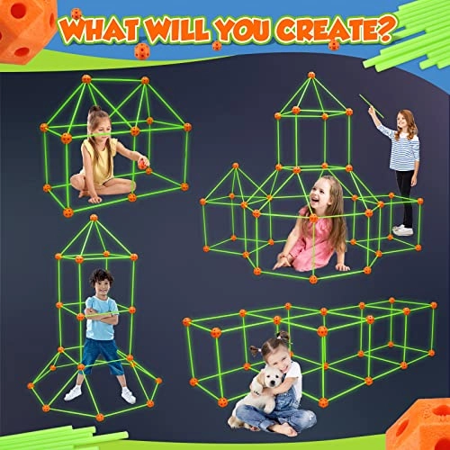 Fort Building Kit - 100 Pcs Glow-in-the-Dark