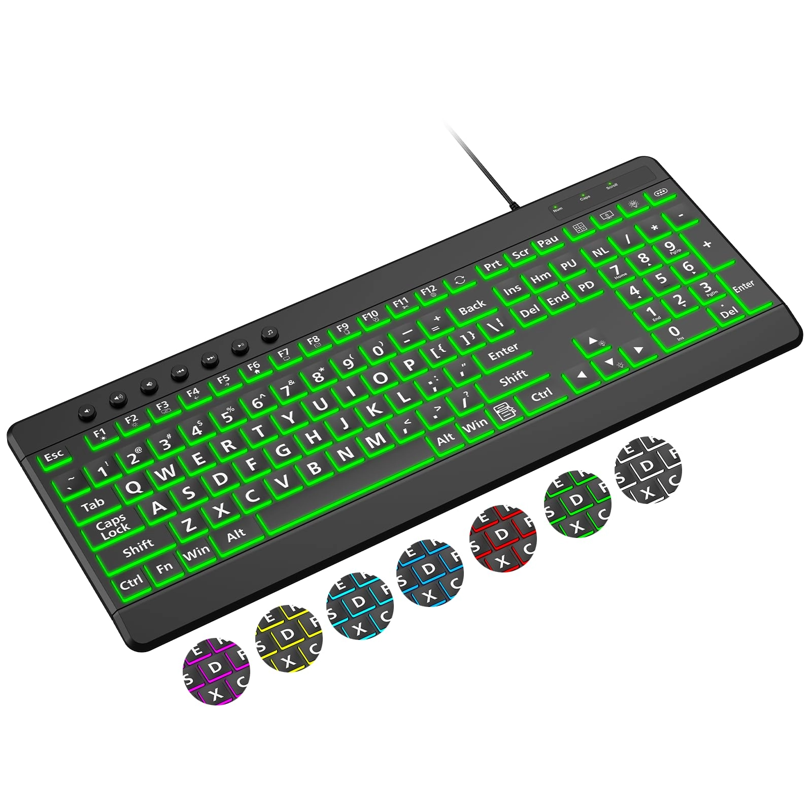Large Print Backlit Keyboard - US Wired