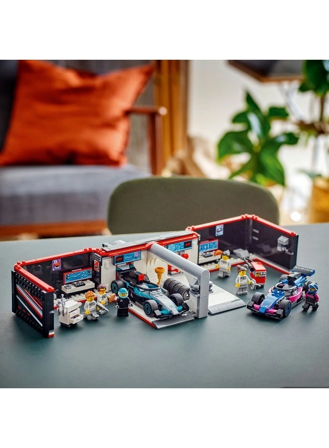 F1 Garage (60444) + Mercedes-AMG + Alpine Cars