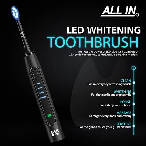 Sonic Electric LED Whitening Toothbrush - 1100 mAh 4 Modes